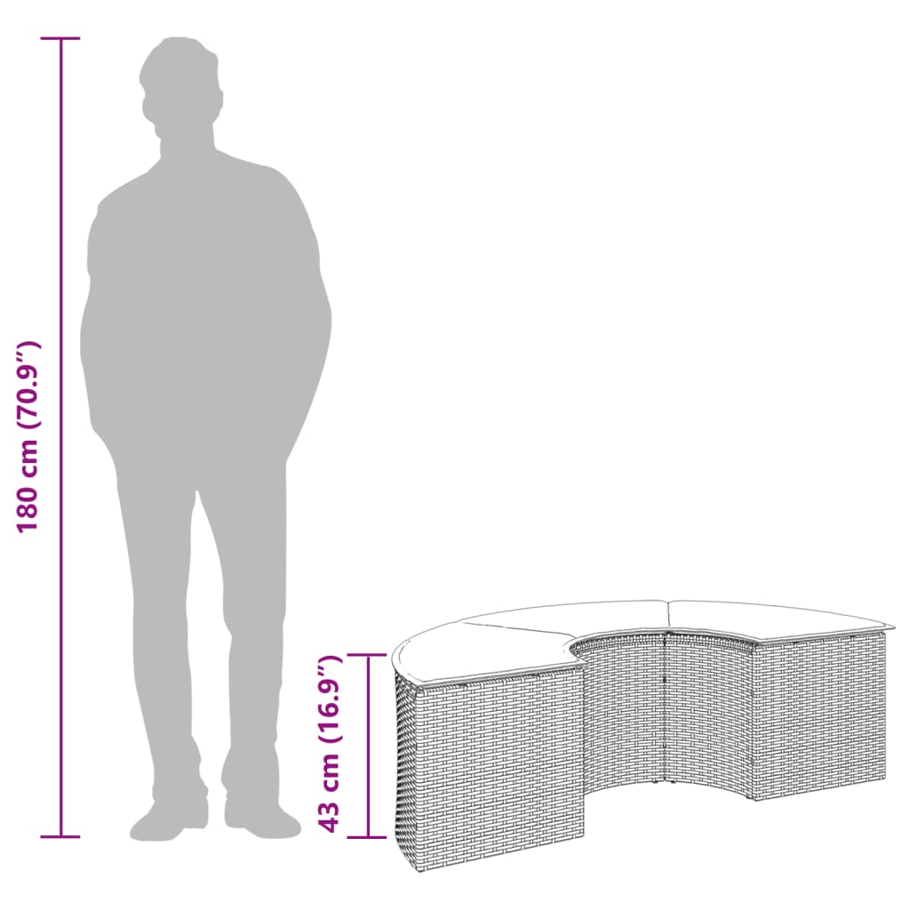 Voetensteun met kussen poly rattan zwart