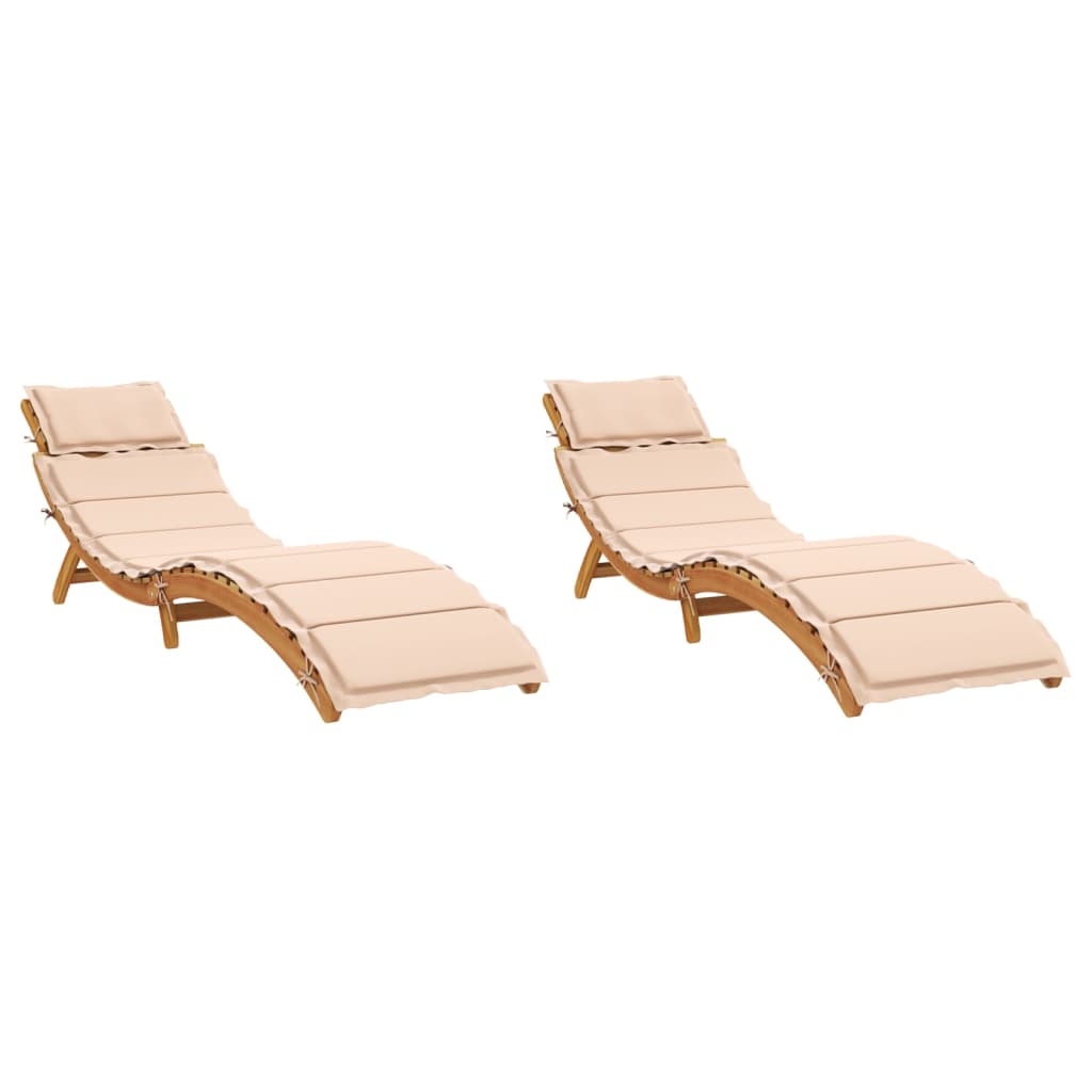 Bain de soleil avec coussin en bois d'acacia massif