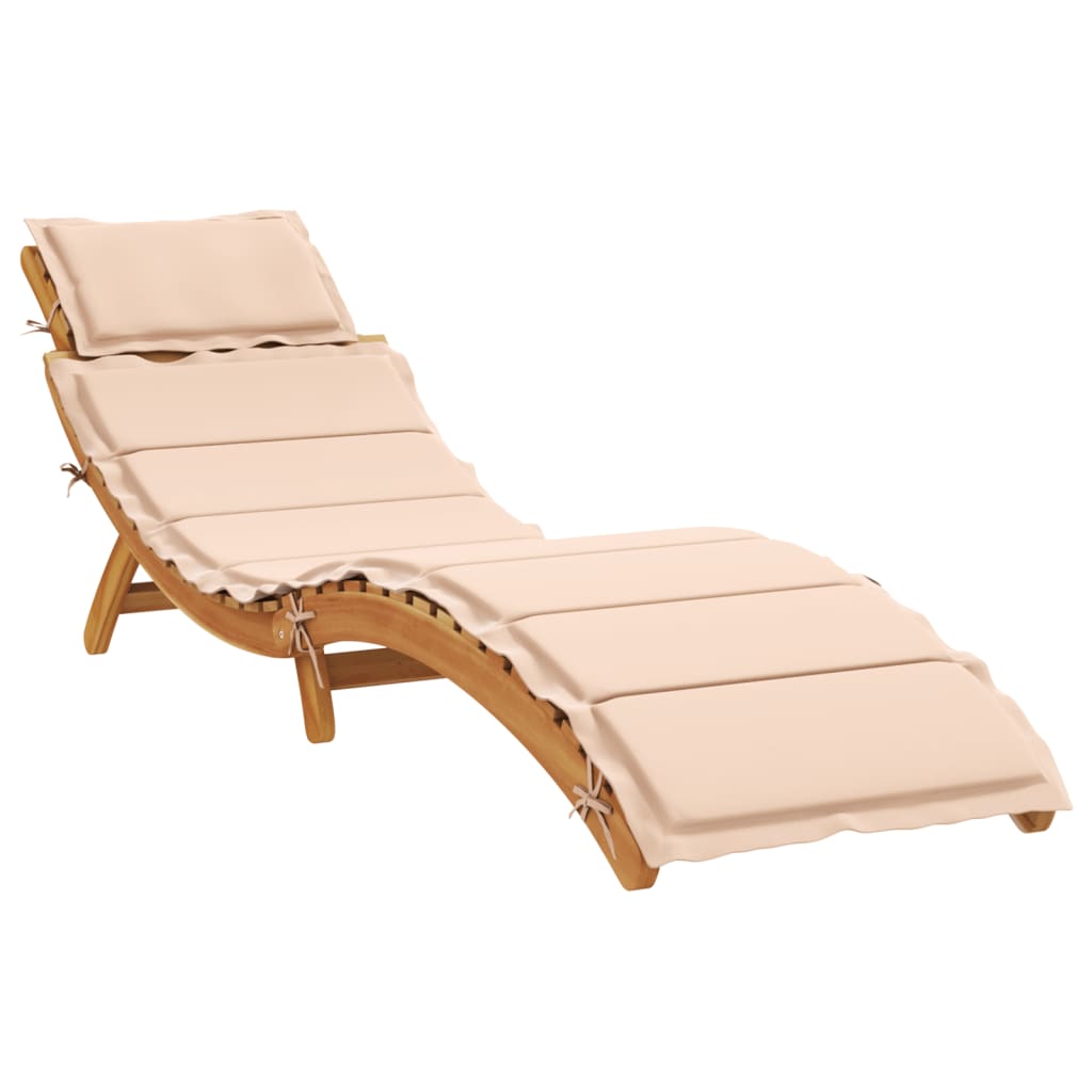 Bain de soleil avec coussin en bois d'acacia massif