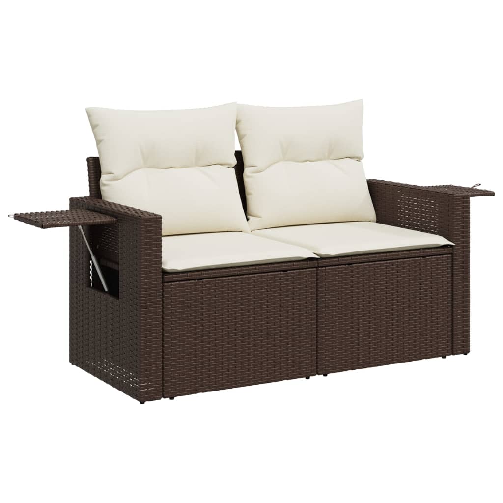 10-delige Loungeset met kussens poly rattan beige