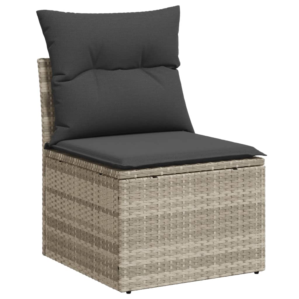 10-delige Loungeset met kussens poly rattan beige