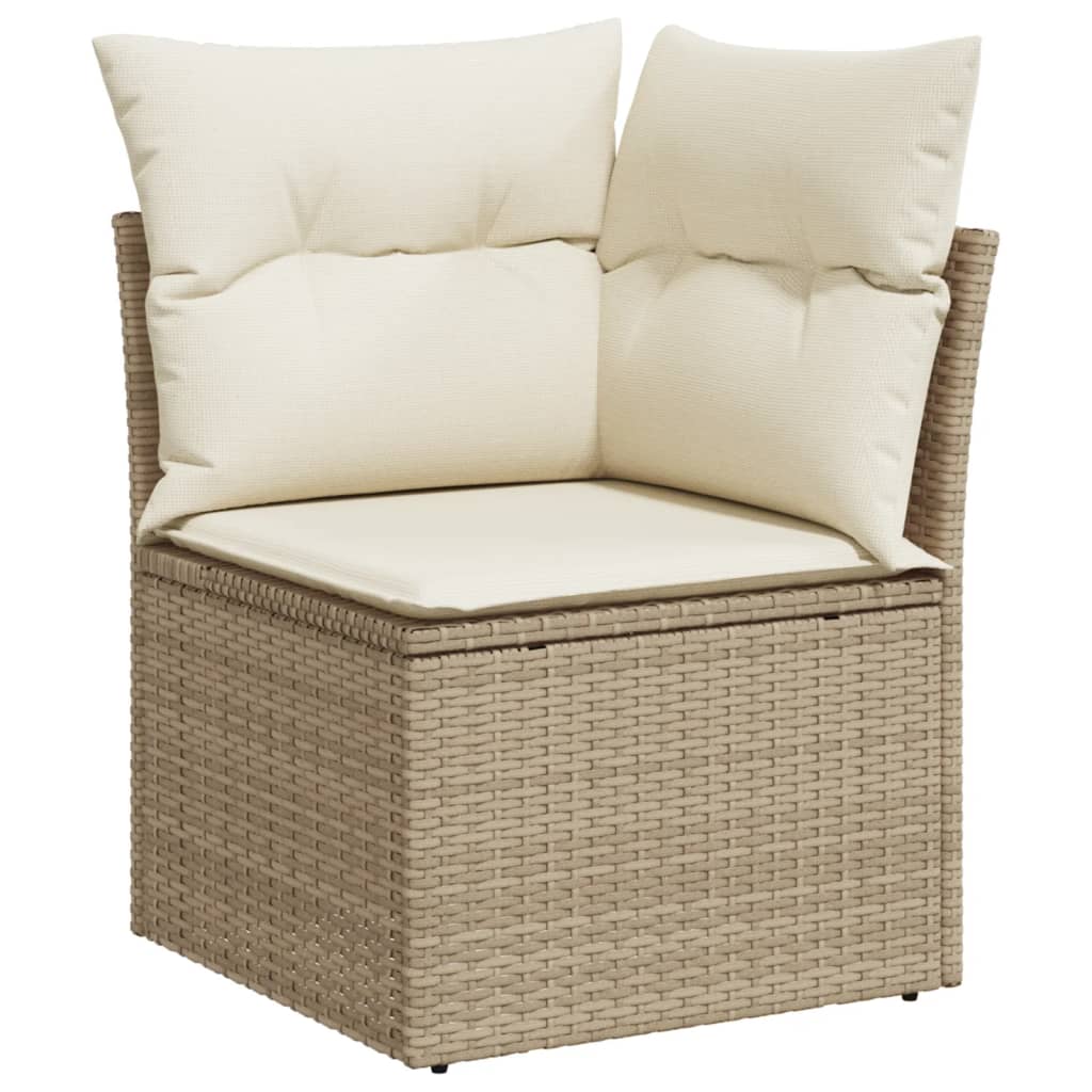 10-delige Loungeset met kussens poly rattan lichtgrijs