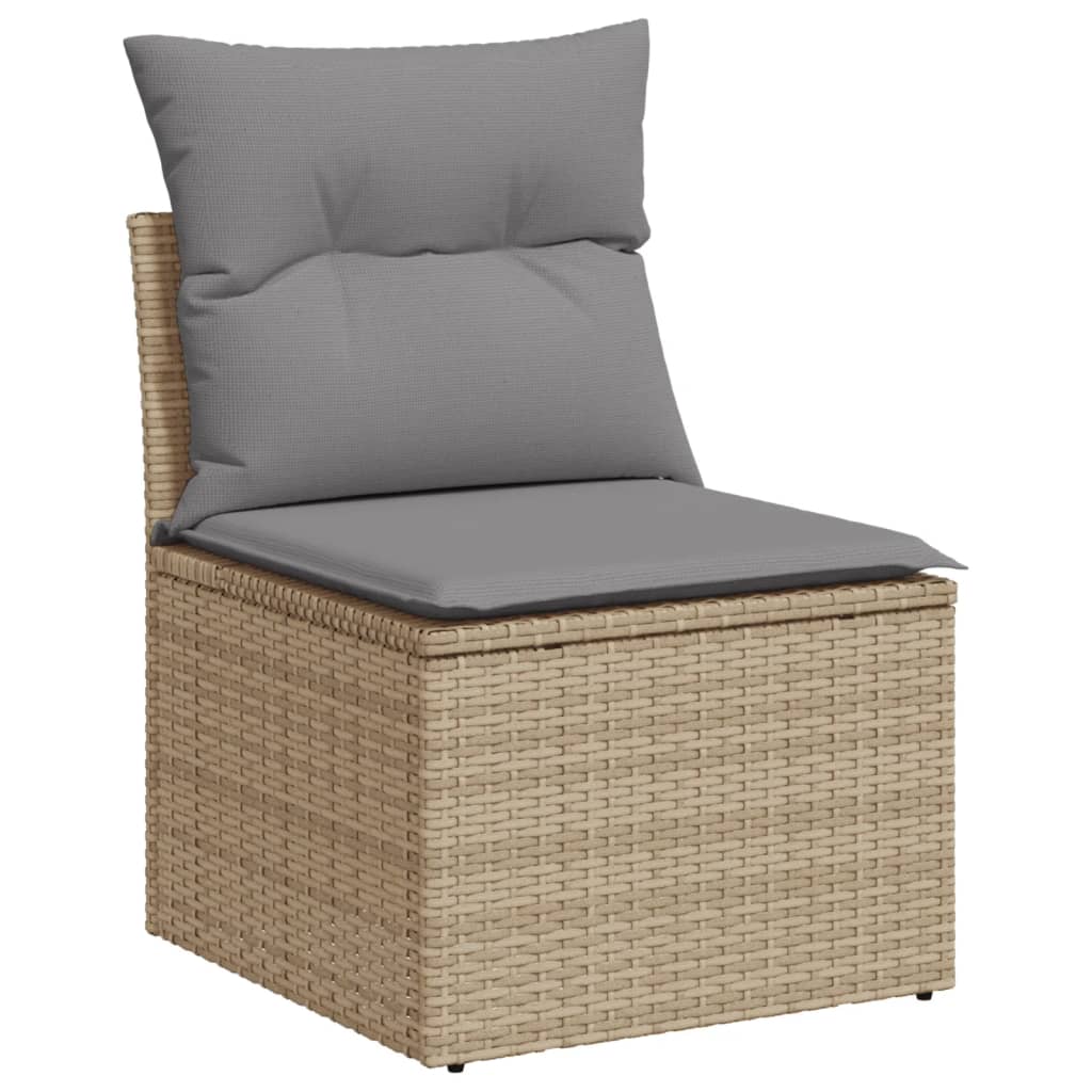 10-delige Loungeset met kussens poly rattan lichtgrijs