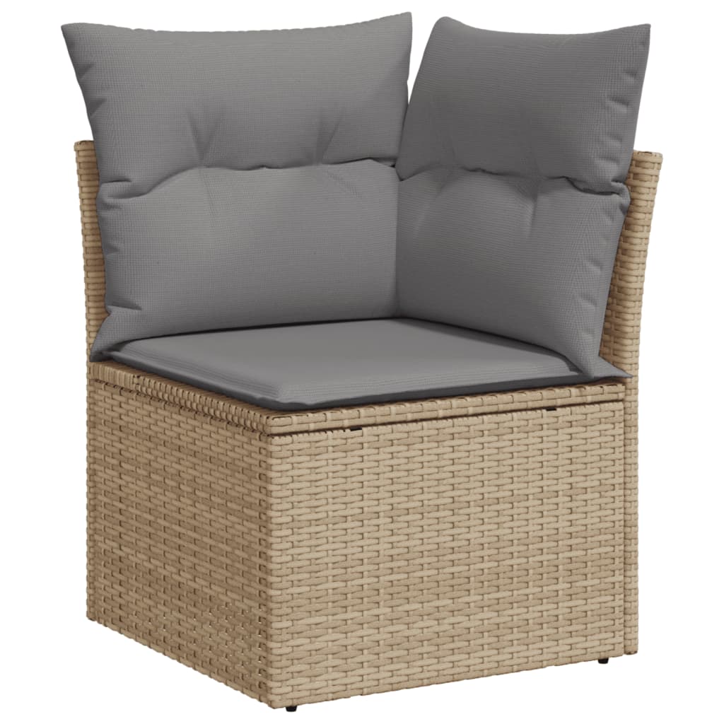 10-delige Loungeset met kussens poly rattan lichtgrijs