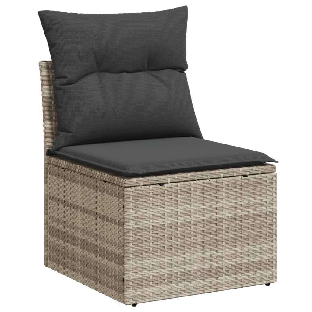 10-delige Loungeset met kussens poly rattan grijs