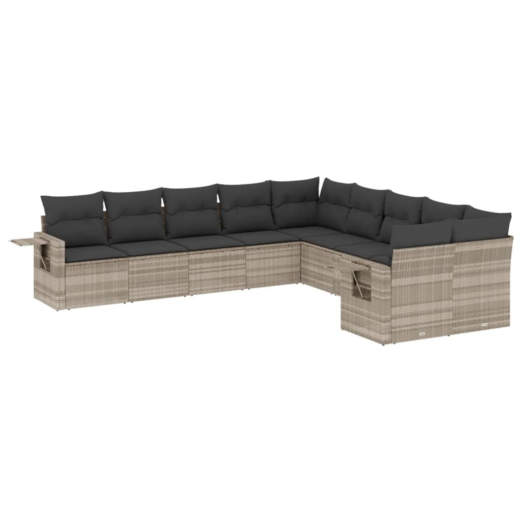 11-delige Tuinset met kussens poly rattan beige