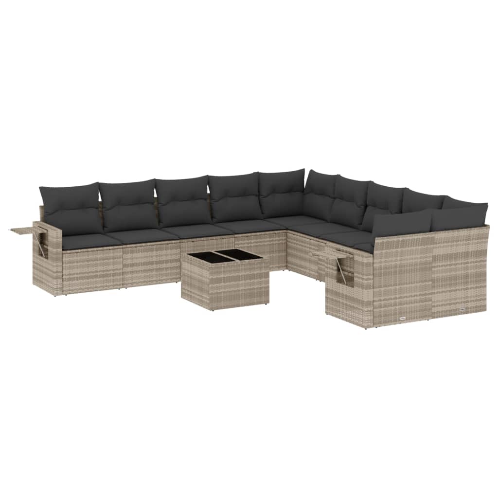 11-delige Tuinset met kussens poly rattan beige