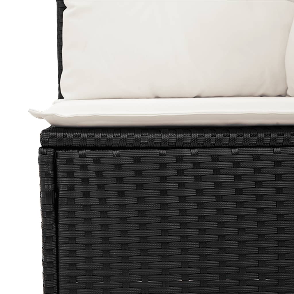 11-delige Loungeset met kussens poly rattan zwart