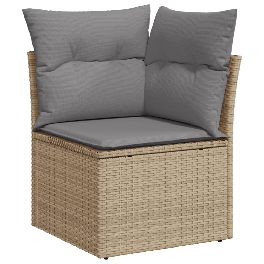 11-delige Loungeset met kussens poly rattan zwart