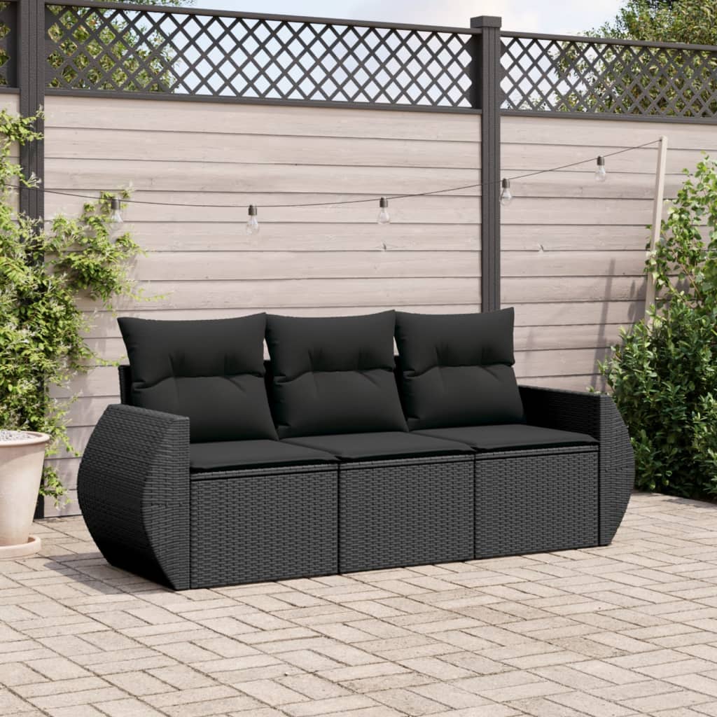 3-delige Loungeset met kussens poly rattan