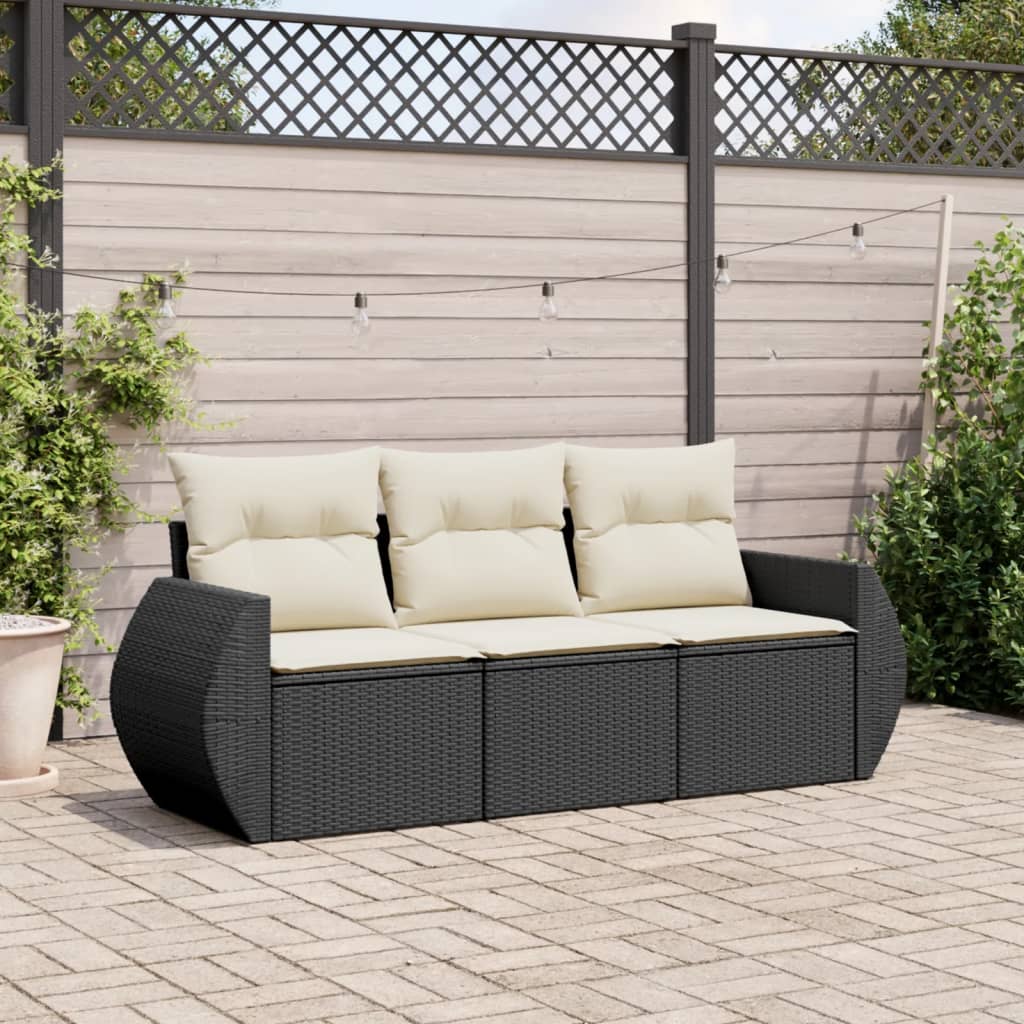 3-delige Loungeset met kussens poly rattan