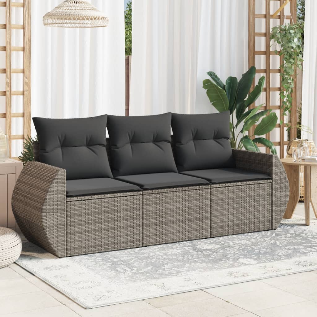 3-delige Loungeset met kussens poly rattan