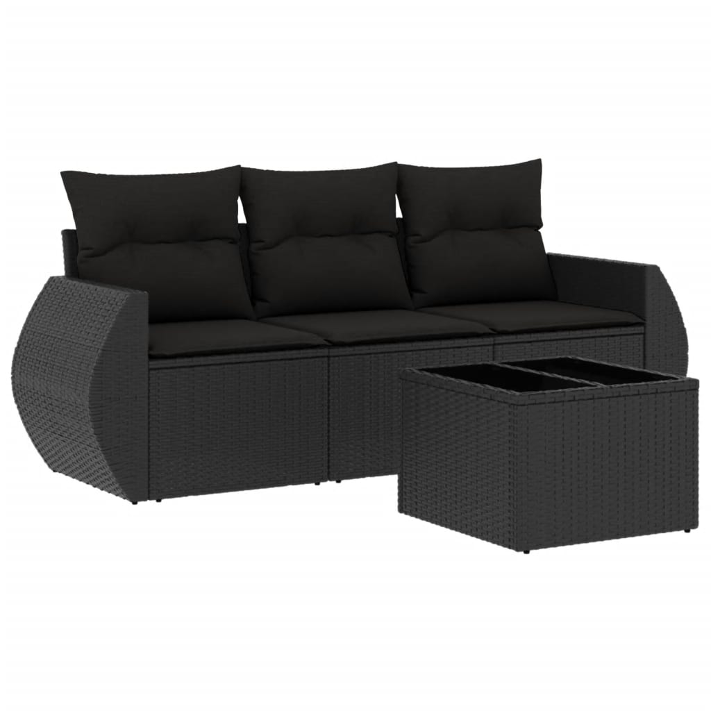 3-delige Loungeset met kussens poly rattan