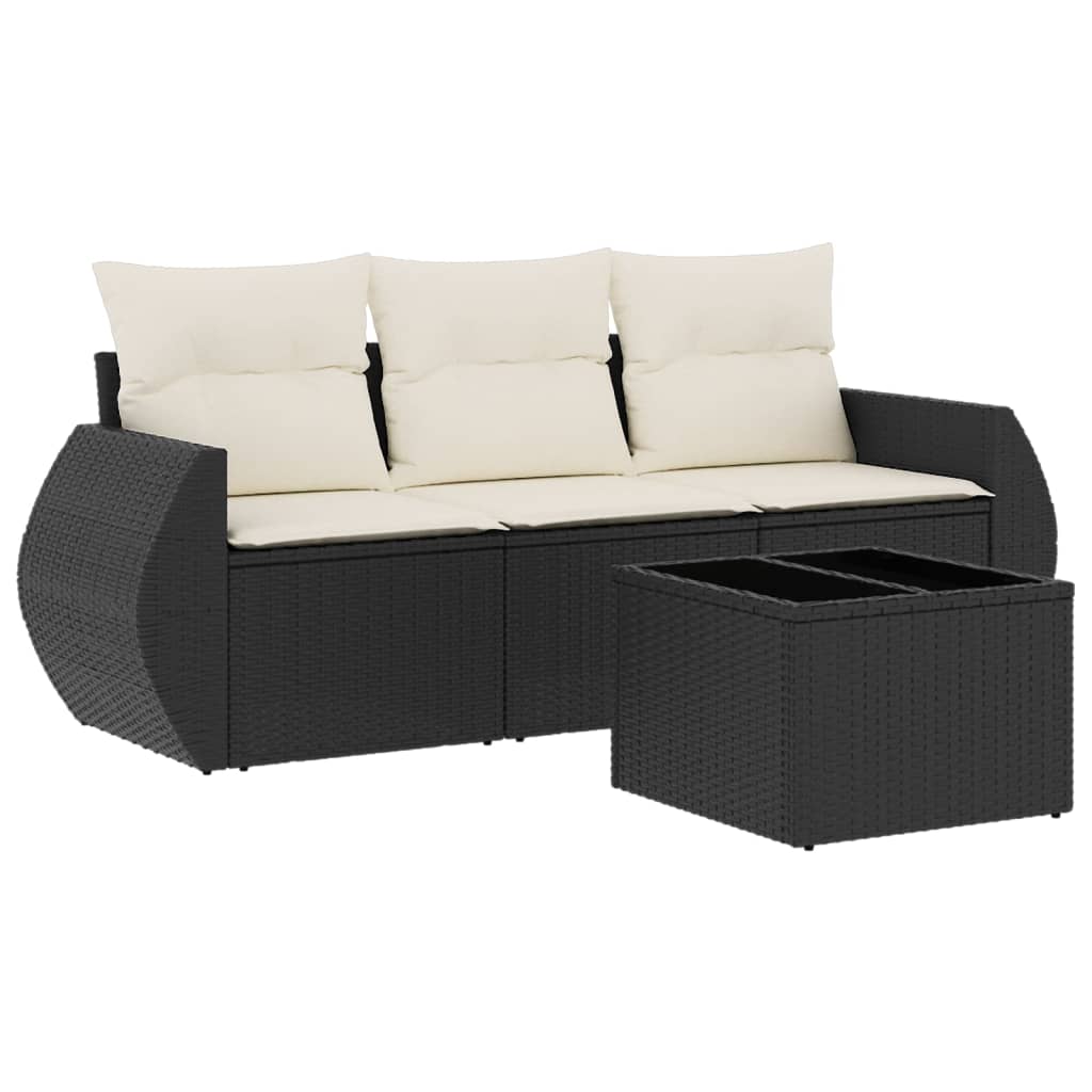 3-delige Loungeset met kussens poly rattan