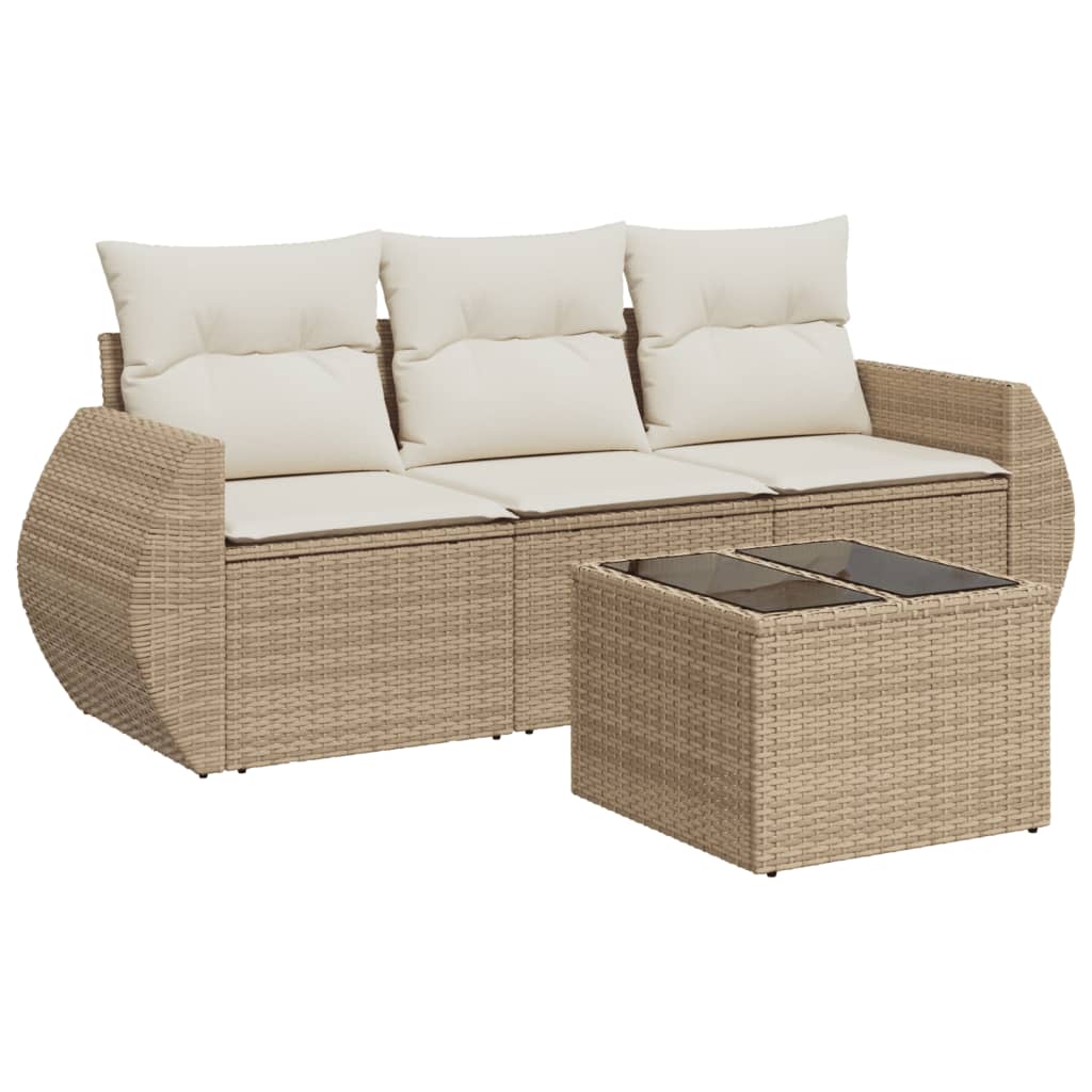 3-delige Loungeset met kussens poly rattan