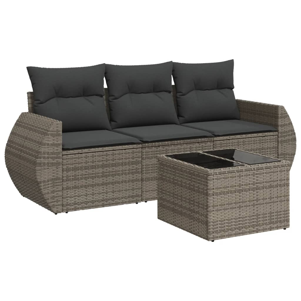 3-delige Loungeset met kussens poly rattan