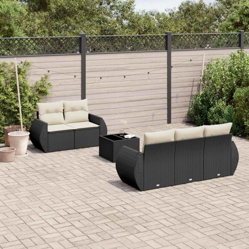 6-delige Loungeset met kussens poly rattan