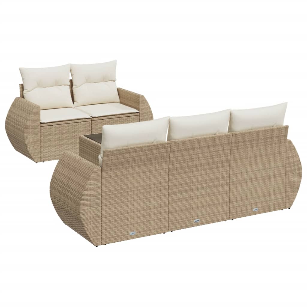 6-delige Loungeset met kussens poly rattan