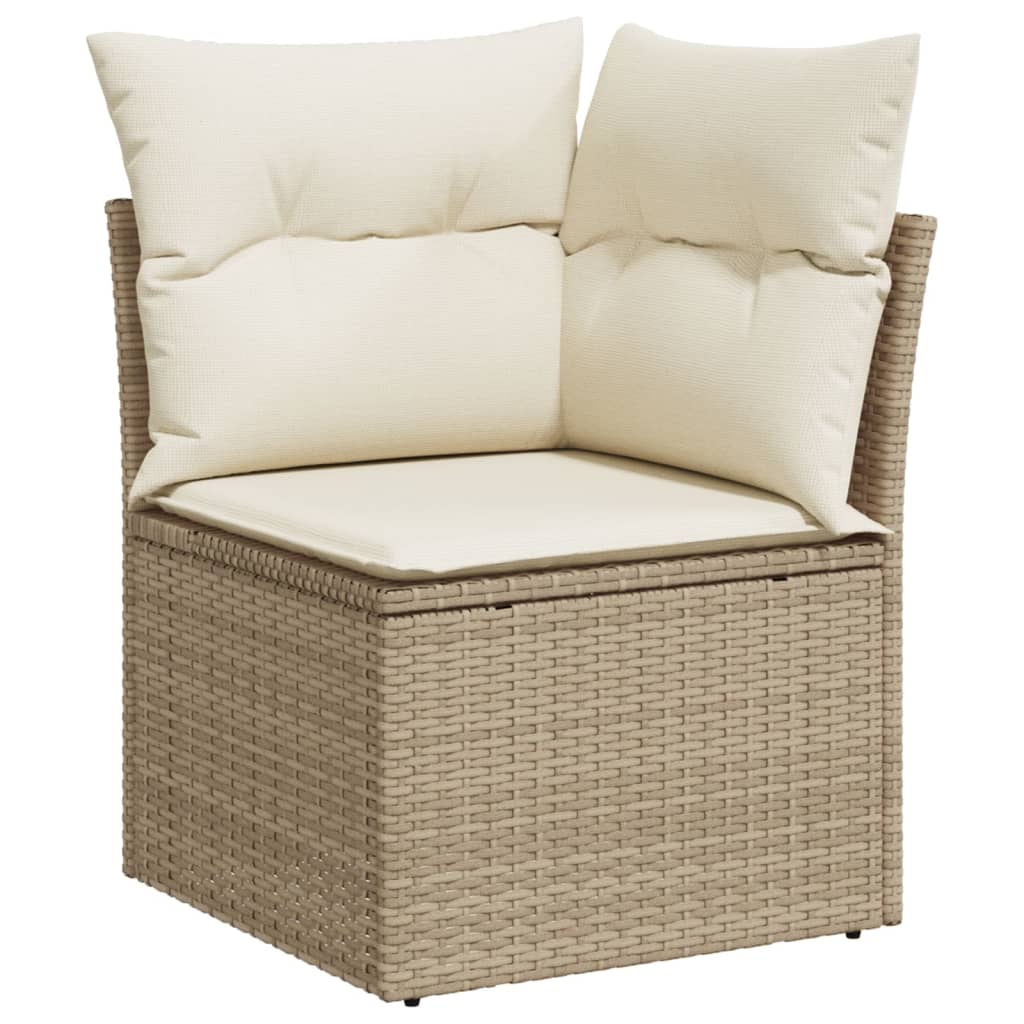 10-delige Loungeset met kussens poly rattan zwart