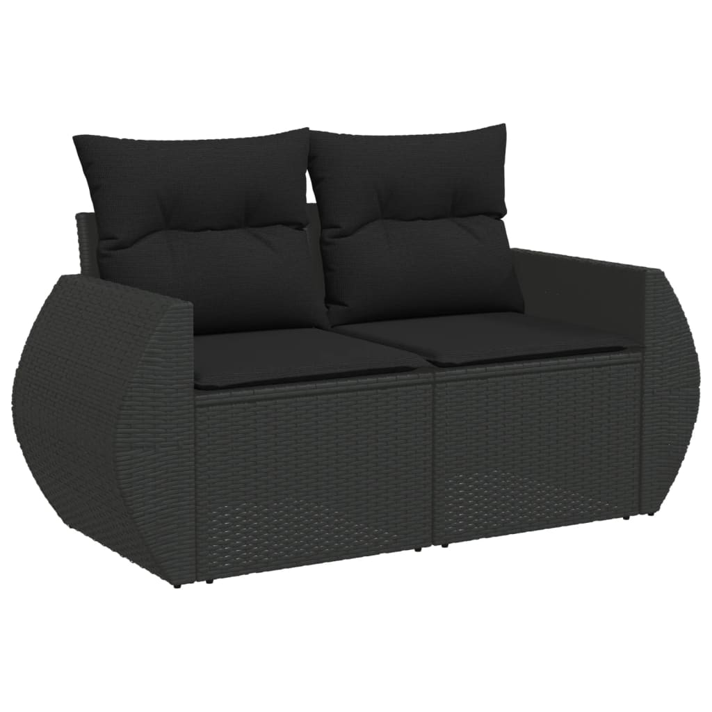 10-delige Loungeset met kussens poly rattan grijs