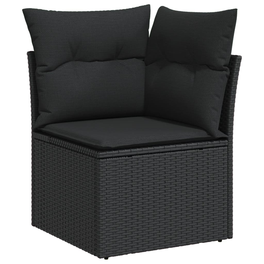 10-delige Loungeset met kussens poly rattan grijs