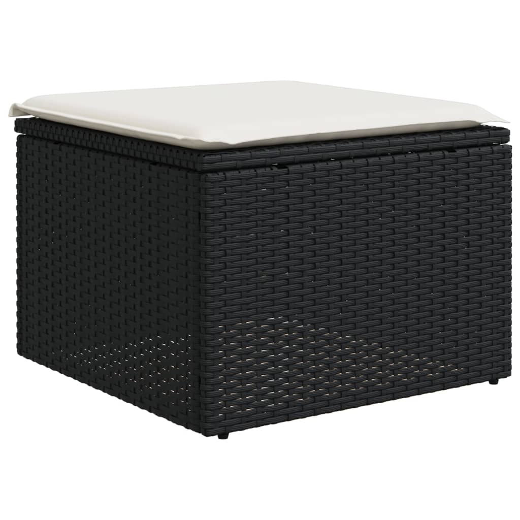 10-delige Loungeset met kussens poly rattan grijs