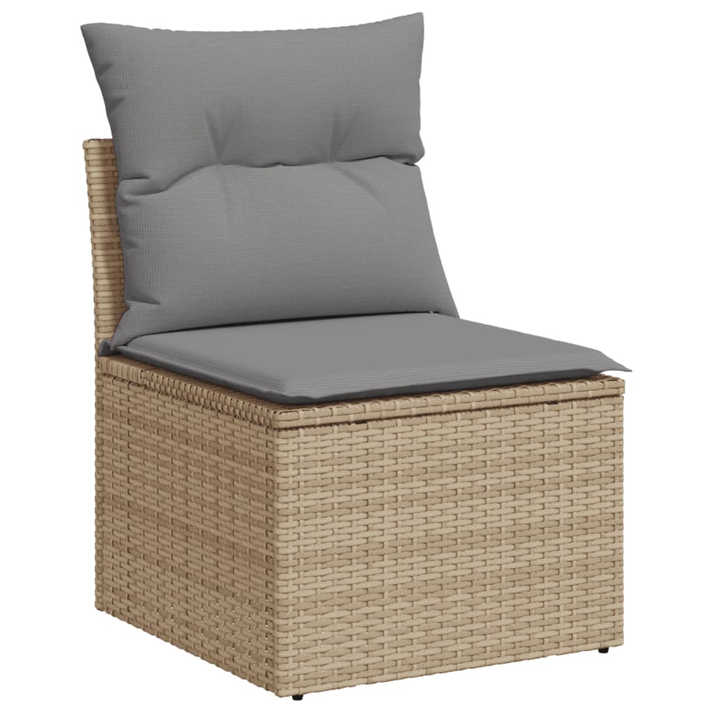 10-delige Loungeset met kussens poly rattan grijs