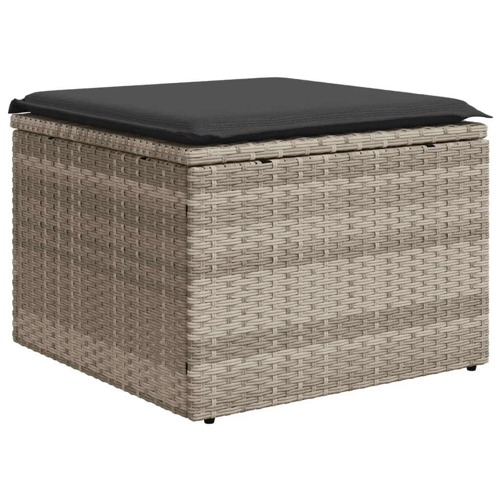 10-delige Loungeset met kussens poly rattan grijs