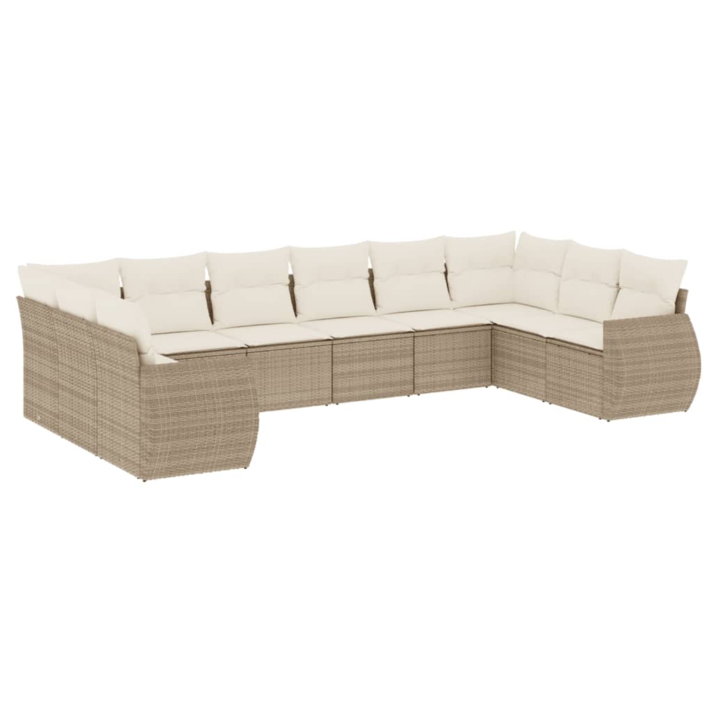 11-delige Loungeset met kussens poly rattan zwart