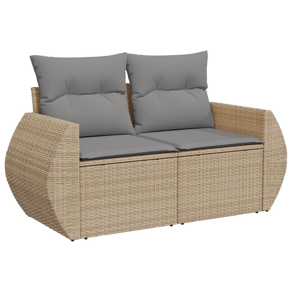 10-delige Loungeset met kussens poly rattan zwart