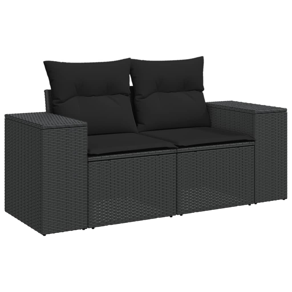 10-delige Loungeset met kussens poly rattan lichtgrijs