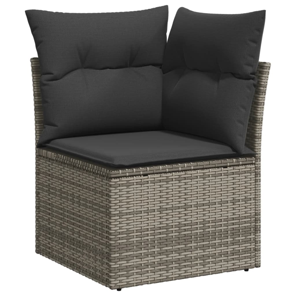 10-delige Loungeset met kussens poly rattan lichtgrijs