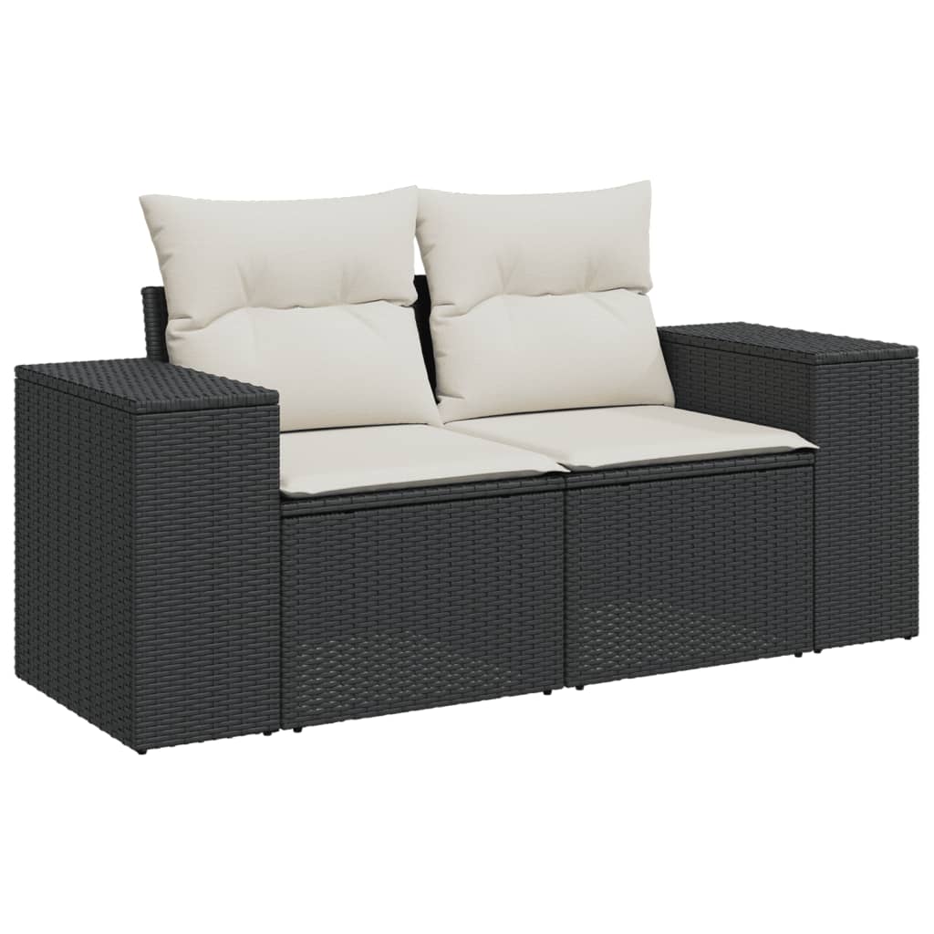 10-delige Loungeset met kussens poly rattan lichtgrijs