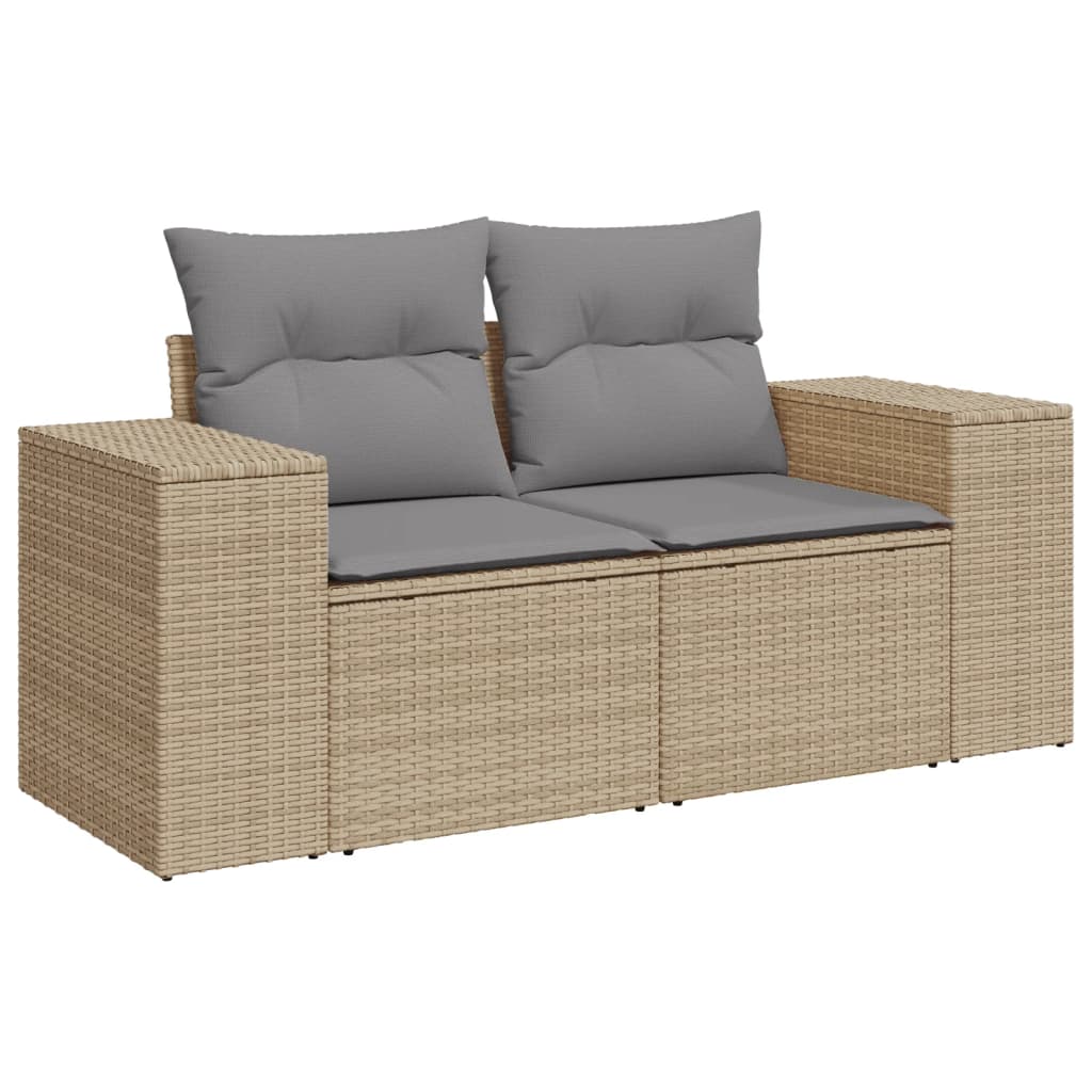 10-delige Loungeset met kussens poly rattan lichtgrijs