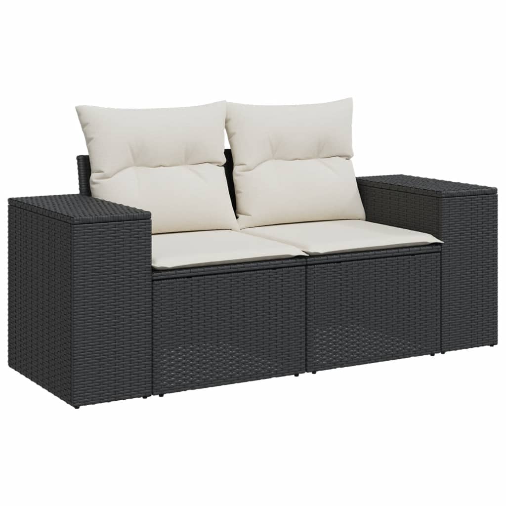 10-delige Loungeset met kussens poly rattan beige