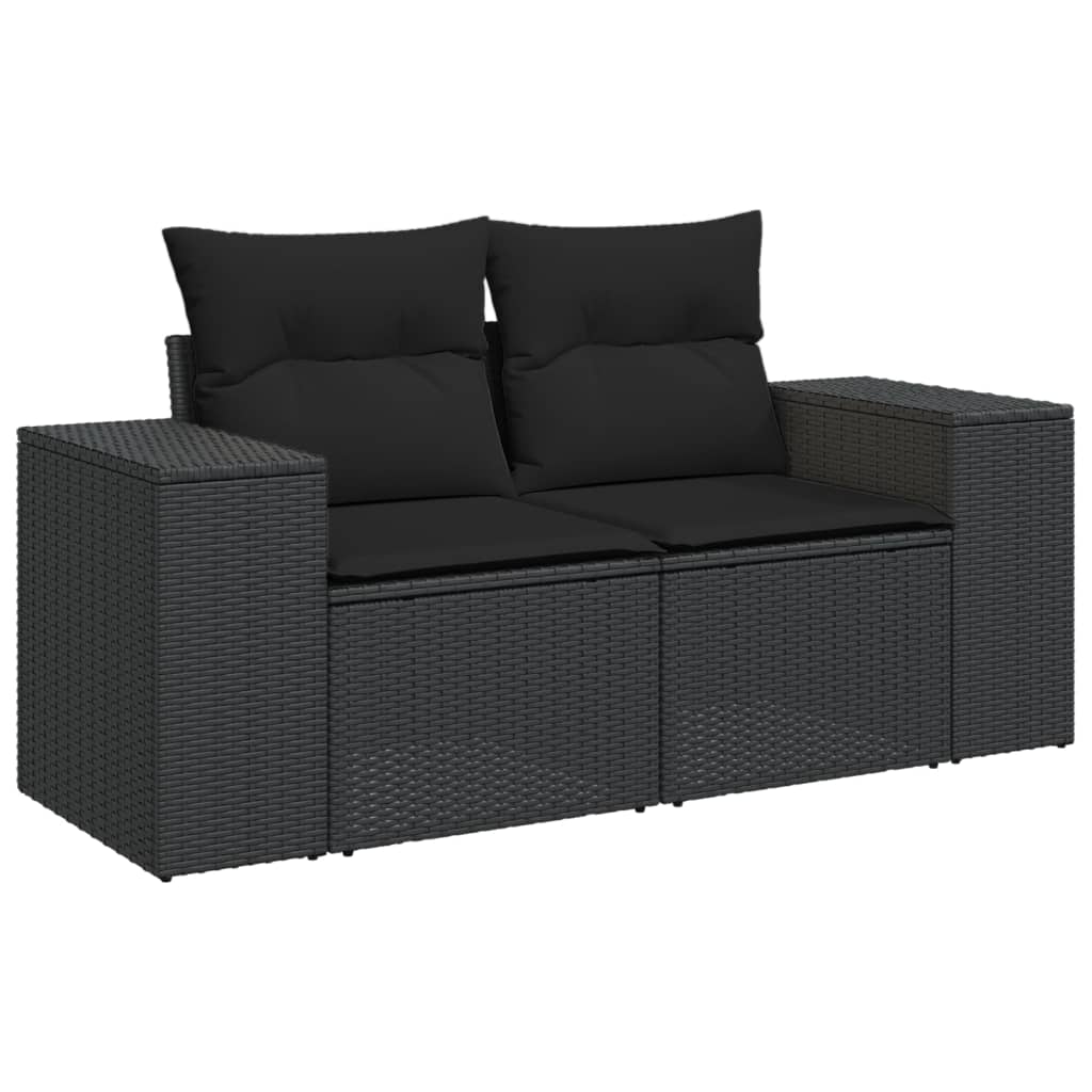 10-delige Loungeset met kussens poly rattan beige