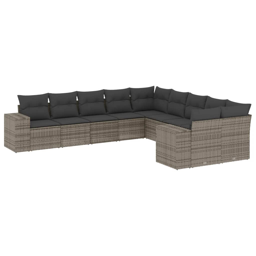 11-delige Tuinset met kussens poly rattan beige