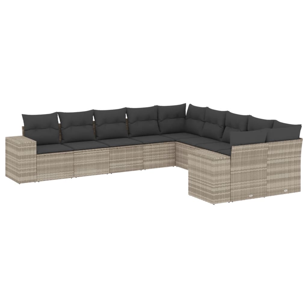 11-delige Tuinset met kussens poly rattan beige