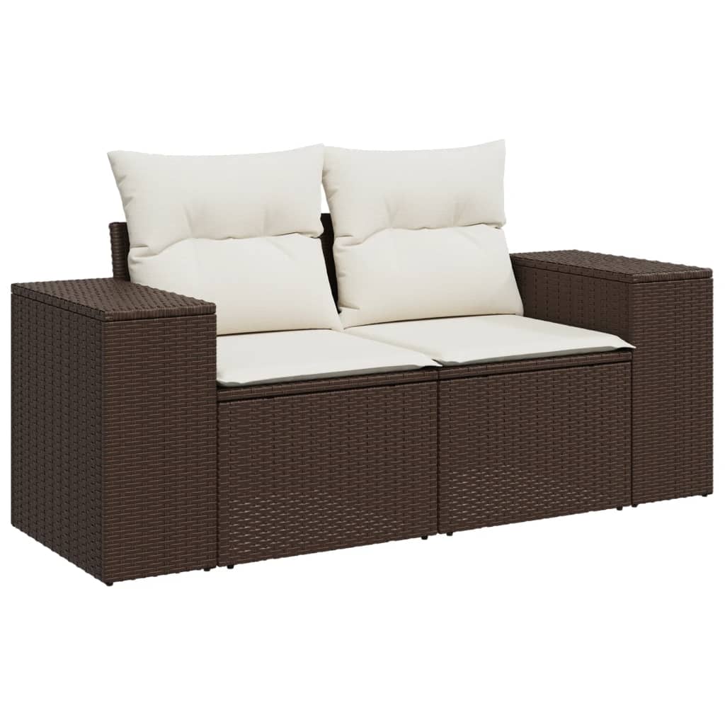 11-delige Tuinset met kussens poly rattan beige