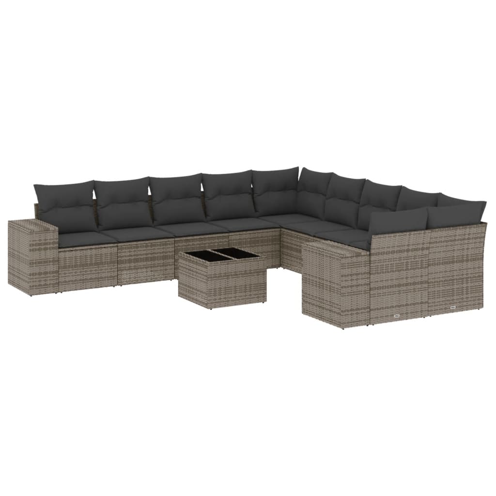 11-delige Tuinset met kussens poly rattan beige