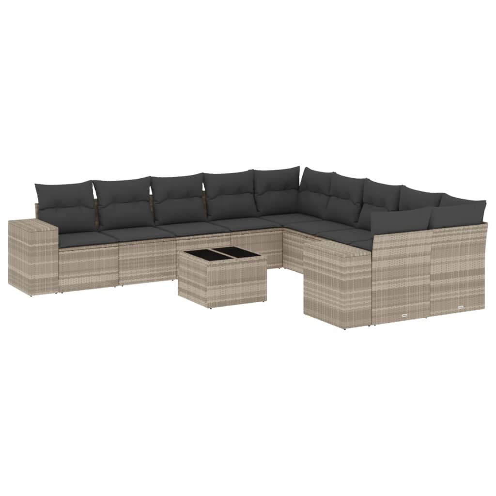 11-delige Tuinset met kussens poly rattan beige