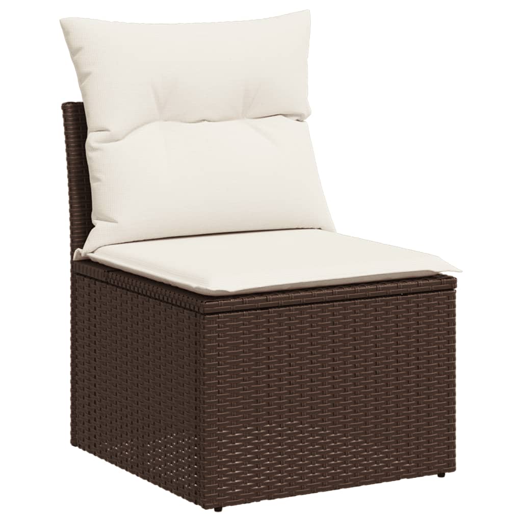 11-delige Tuinset met kussens poly rattan beige