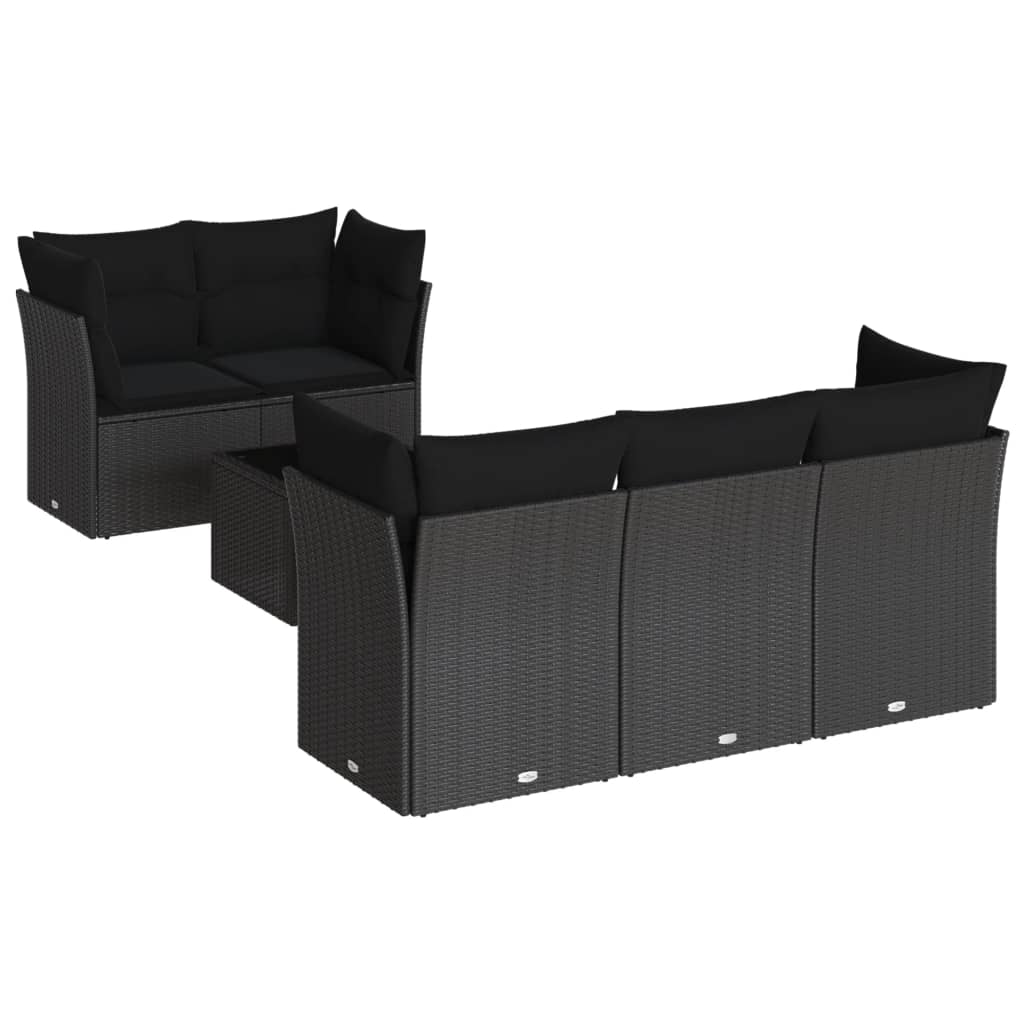 6-delige Loungeset met kussens poly rattan