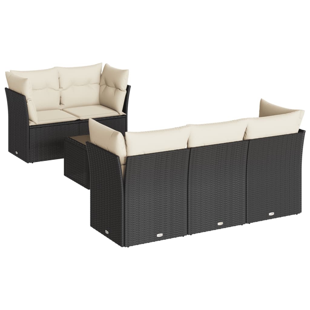 6-delige Loungeset met kussens poly rattan