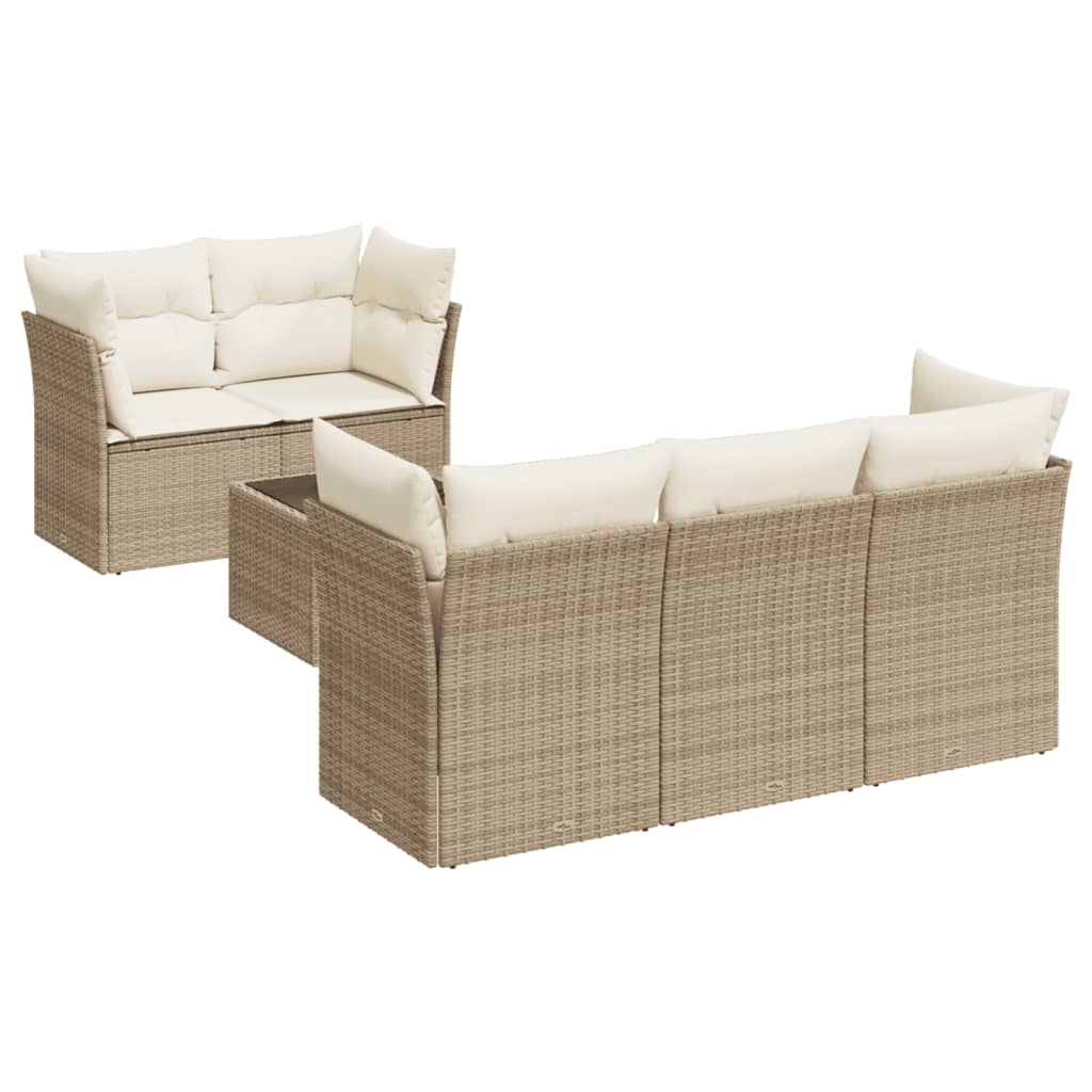 6-delige Loungeset met kussens poly rattan