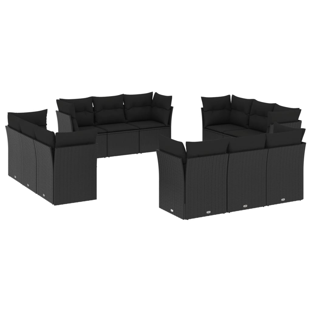 13-delige Loungeset met kussens poly rattan grijs