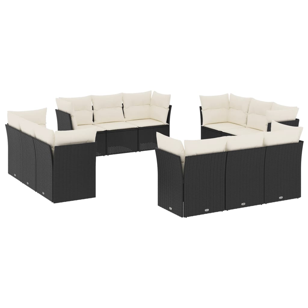 12-delige Loungeset met kussens poly rattan