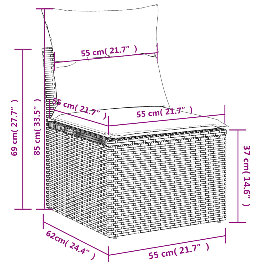 12-delige Loungeset met kussens poly rattan