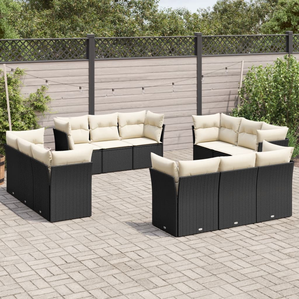 13-delige Loungeset met kussens poly rattan grijs