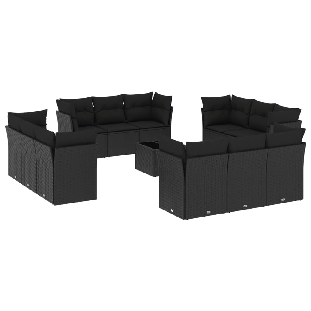 13-delige Loungeset met kussens poly rattan grijs